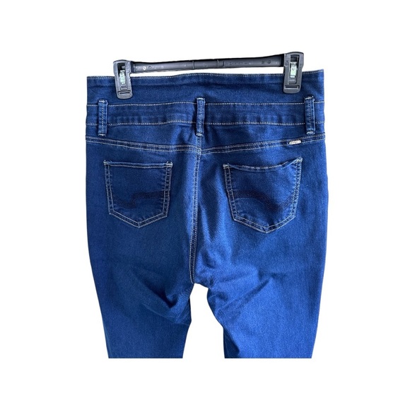 YMI, SLIM-HER JEANS. DARK BLUE DENIM, MID-RISE, 3-BUTTON STYLE. SIZE 13 - Picture 4 of 7